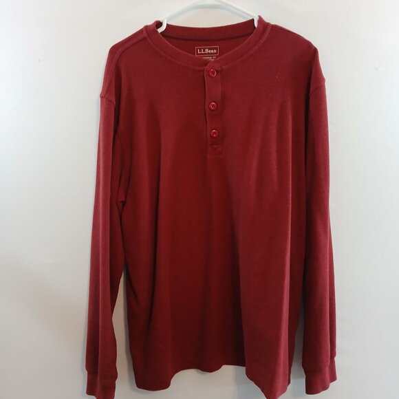 L.L. Bean Mens Traditional Fit Long-Sleeve Red Size Large - Picture 1 of 9